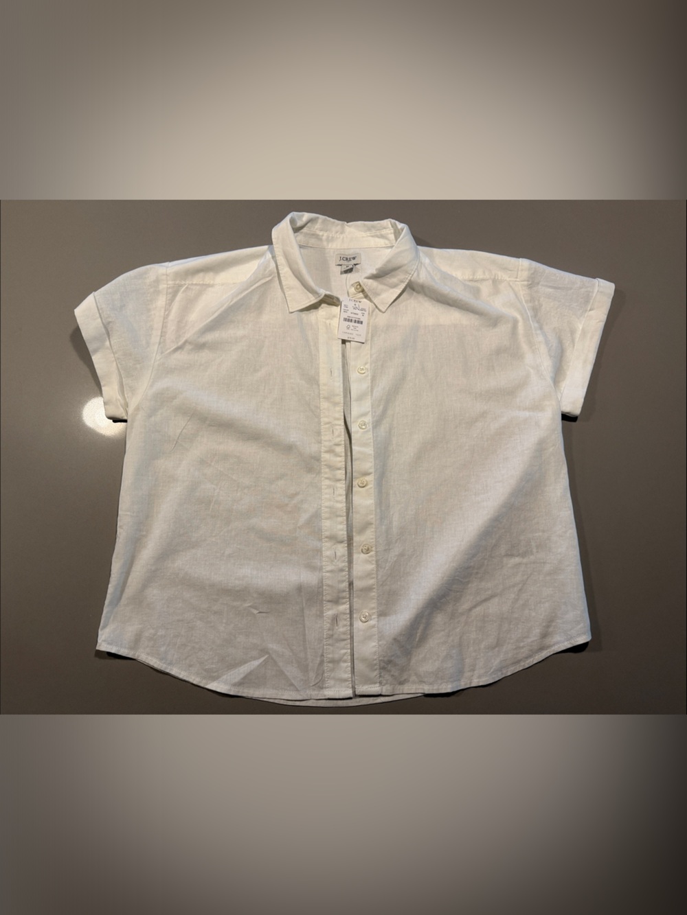 J. Crew White Short-Sleeve Linen Button-Down Shirt
